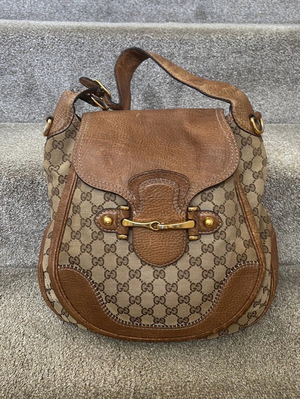 Gucci Brown Monogram Canvas and leather Pelham shoulder bag RARE
